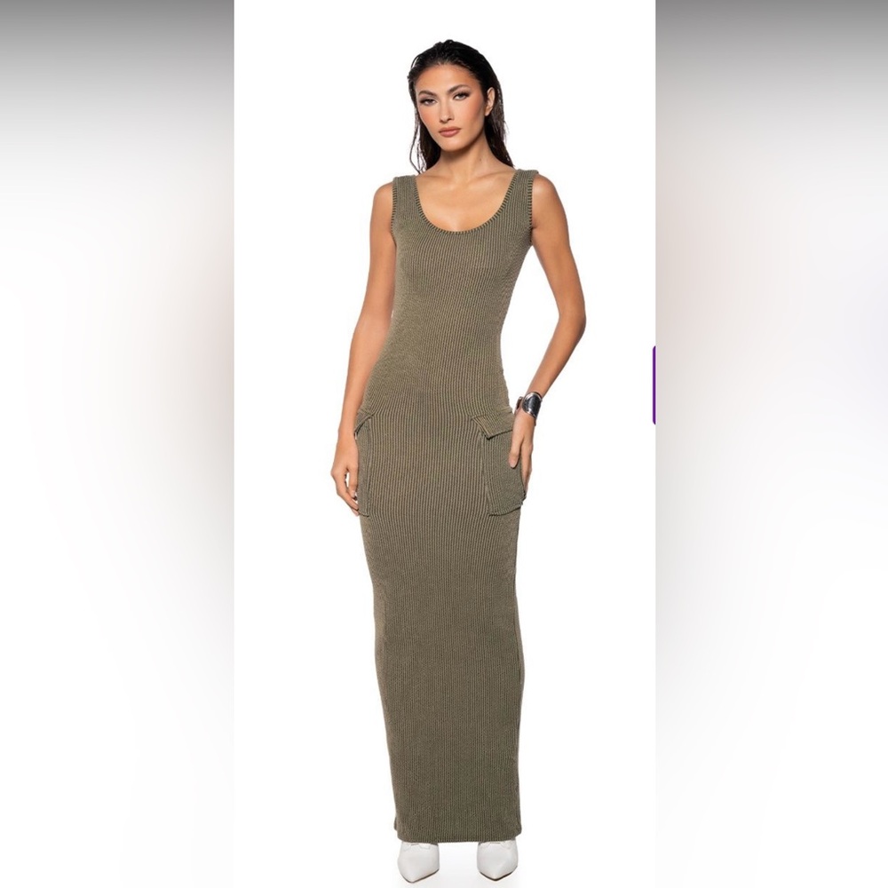 Akira maxi dress with cargo style pockets. Size S.